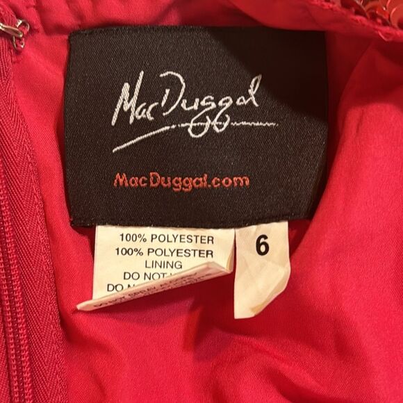 Mac Duggal SPAGHETTI STRAP V-NECK SLIP GOWN in lipstick sequins dress size 6 - Picture 12 of 13